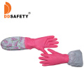 Violet Household Safety Gloves with Implant Flock Lined